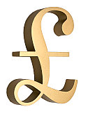 close-up of a British pound sign in brass